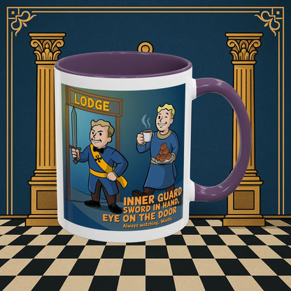 Premium Ready to Go Freemason Design | Accent Coloured 11oz Mug | Lodge Security | Inner Guard - Masonic Mugs
