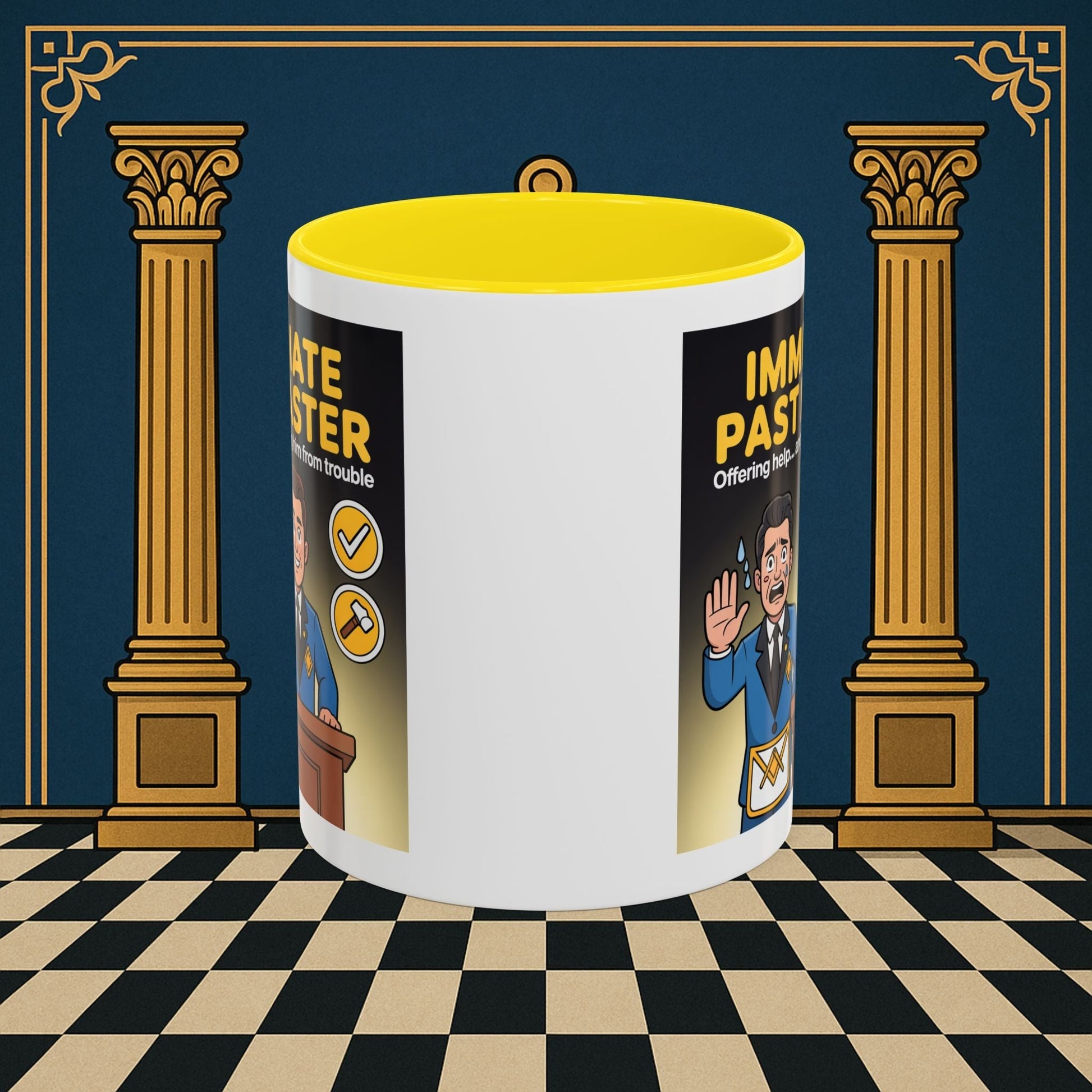 Premium Ready to Go Freemason Design | Accent Coloured 11oz Mug | Masonic Mentorship | Immediate Past Master - Masonic Mugs