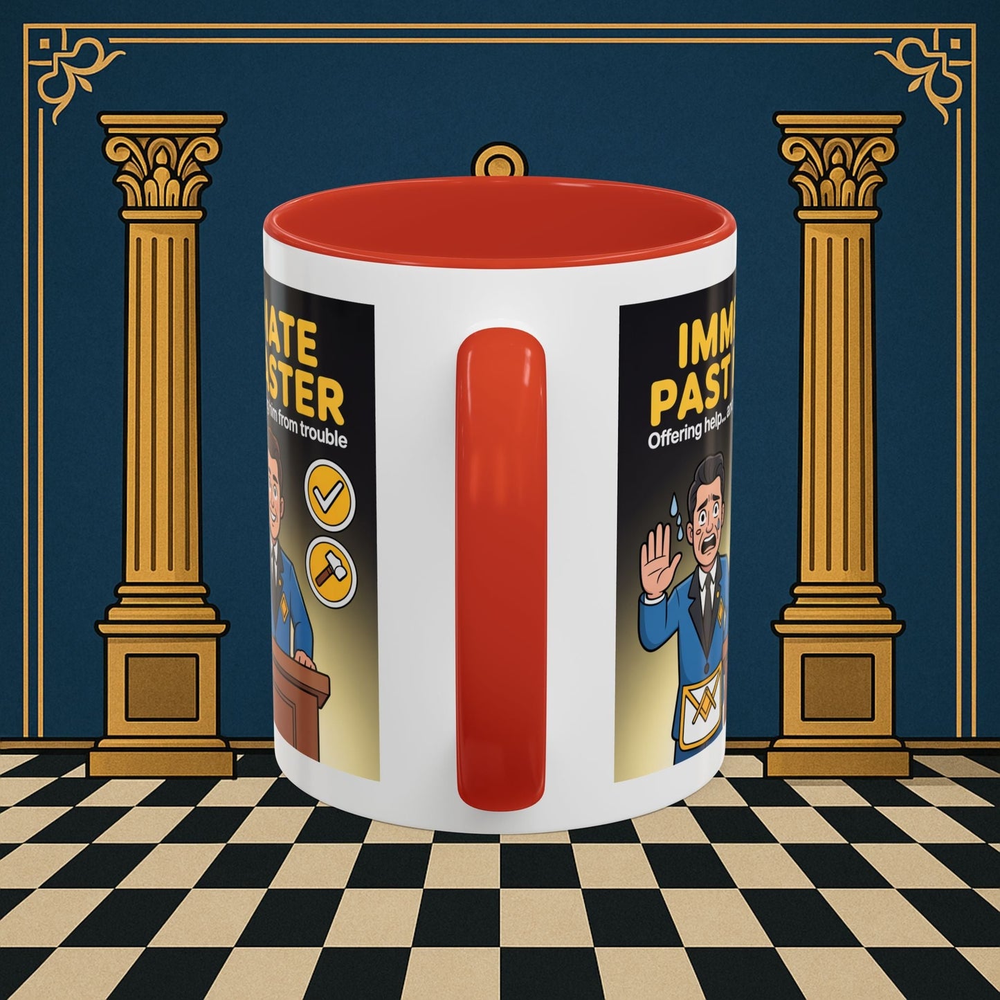 Premium Ready to Go Freemason Design | Accent Coloured 11oz Mug | Masonic Mentorship | Immediate Past Master - Masonic Mugs