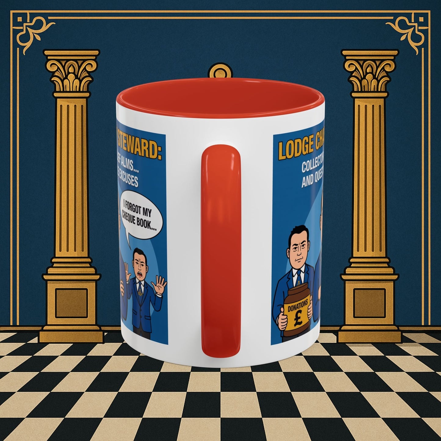 Premium Ready to Go Freemason Design | Accent Coloured 11oz Mug | The Donation Dodgers | Charity Steward - Masonic Mugs