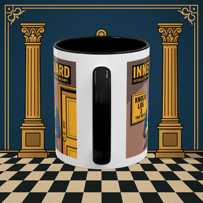 Premium Ready to Go Freemason Design | Accent Coloured 11oz Mug | The Knock Master | Inner Guard - Masonic Mugs