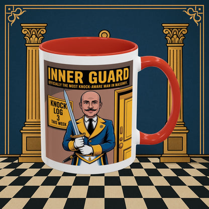 Premium Ready to Go Freemason Design | Accent Coloured 11oz Mug | The Knock Master | Inner Guard - Masonic Mugs