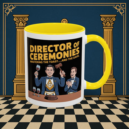 Premium Ready to Go Freemason Design | Accent Coloured 11oz Mug | Toastmaster's Triumph | Director of Ceremonies - Masonic Mugs