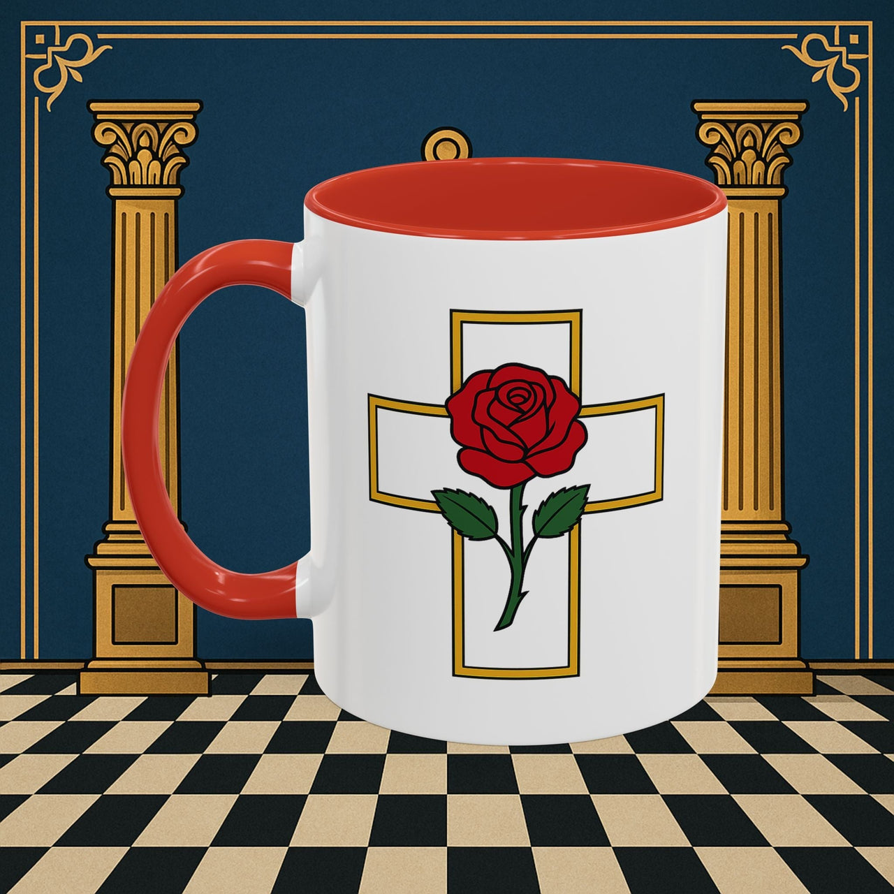 Premium Ready to Go Freemason Design | Crimson Cross | Rose Croix - Masonic Mugs