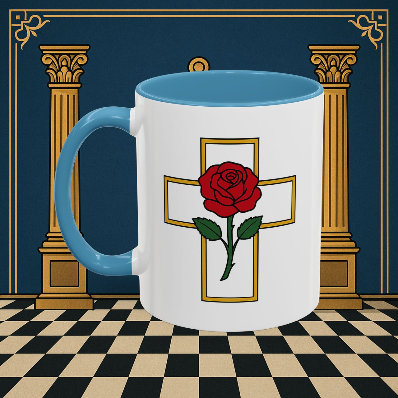 Premium Ready to Go Freemason Design | Crimson Cross | Rose Croix - Masonic Mugs