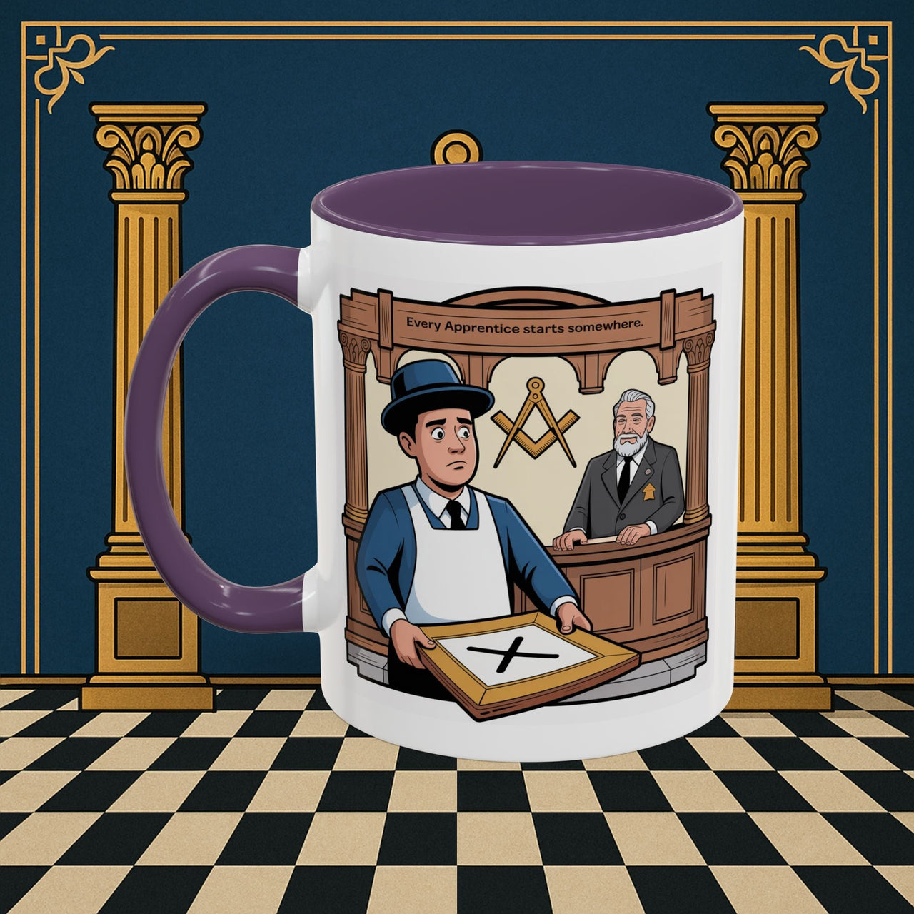 Premium Ready to Go Freemason Design | Entered Apprentice Every Apprentice Starts Somewhere - Masonic Mugs