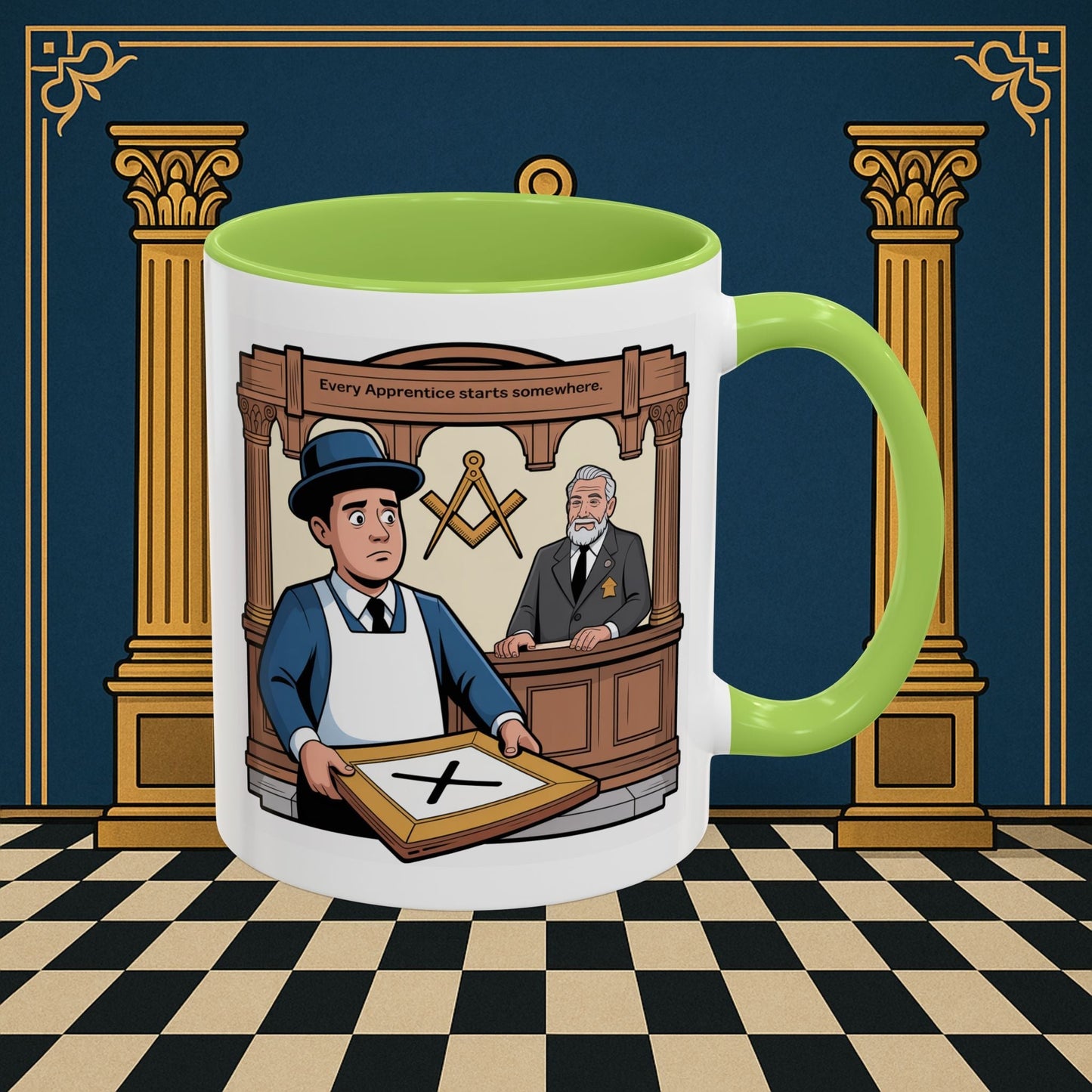 Premium Ready to Go Freemason Design | Entered Apprentice Every Apprentice Starts Somewhere - Masonic Mugs