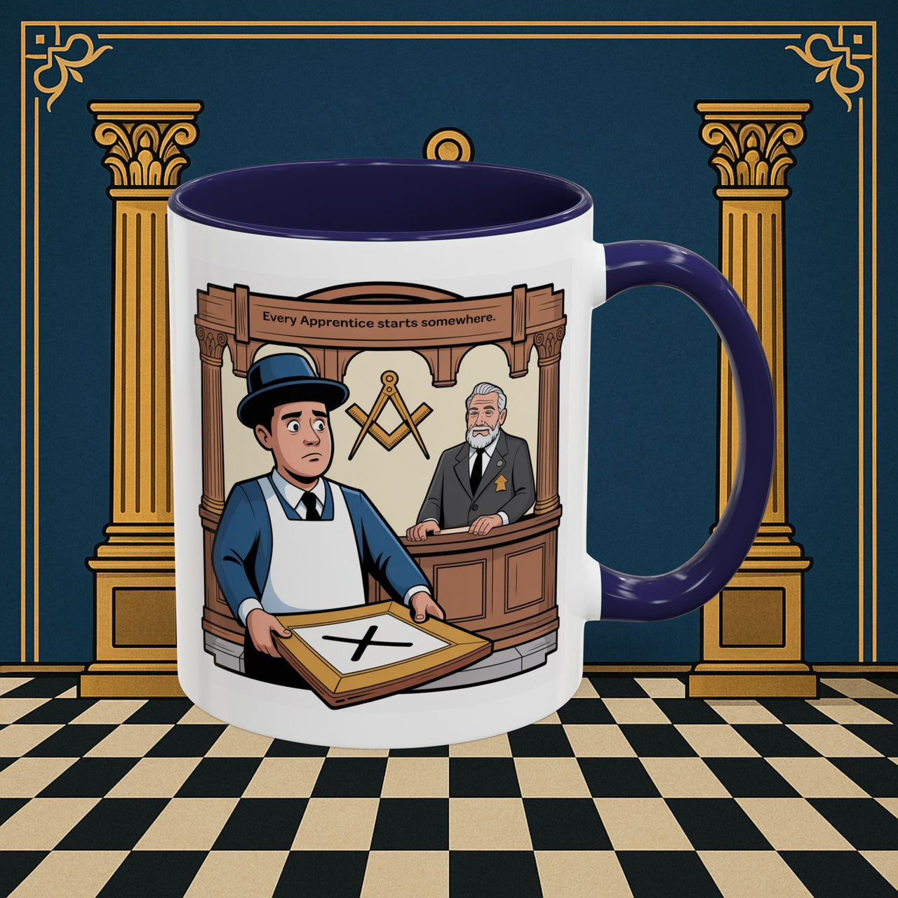 Premium Ready to Go Freemason Design | Entered Apprentice Every Apprentice Starts Somewhere - Masonic Mugs