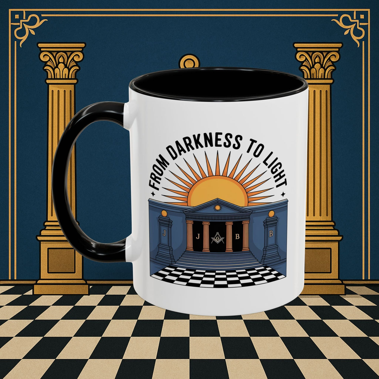 Premium Ready to Go Freemason Design | Entered Apprentice From Darkness to Light - Masonic Mugs