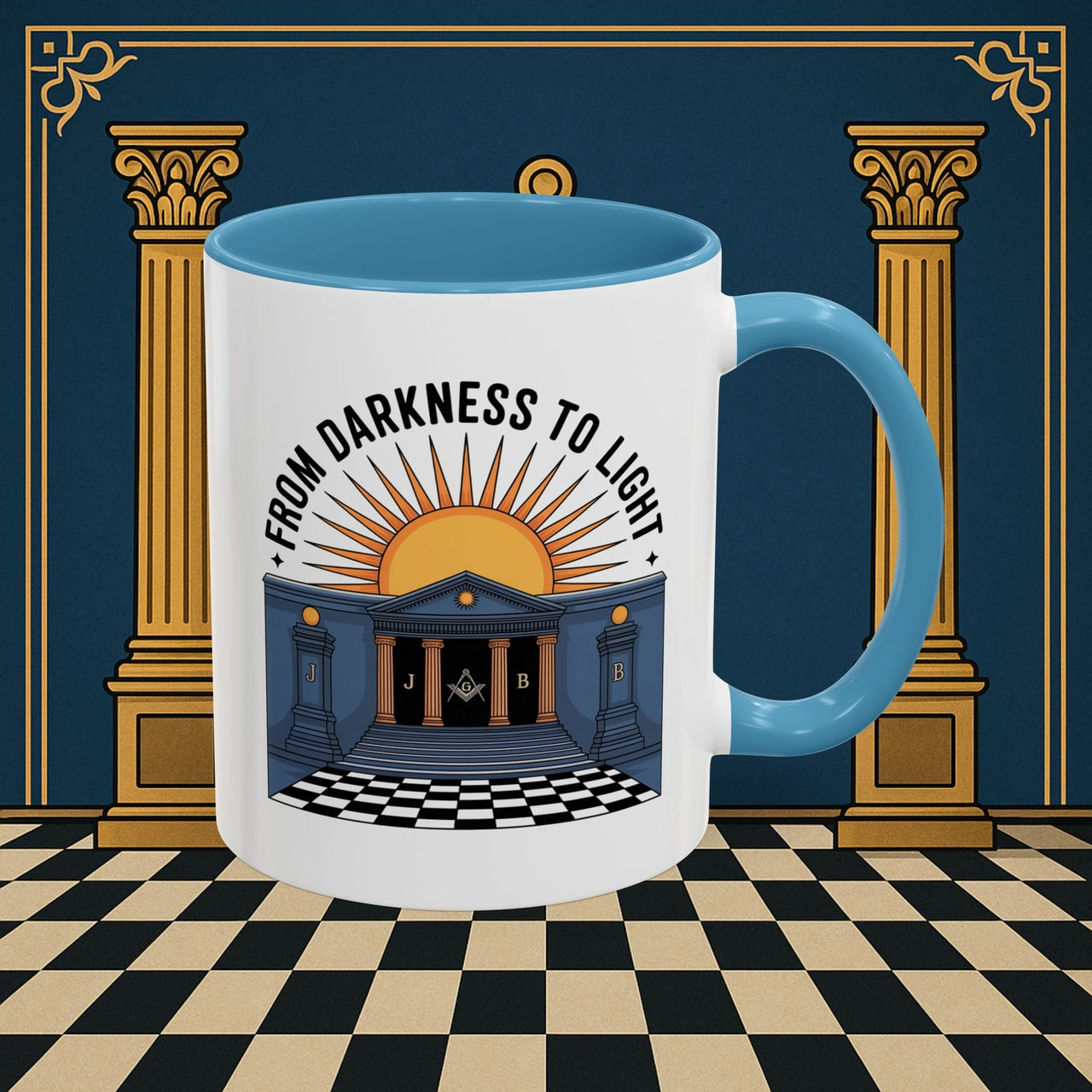 Premium Ready to Go Freemason Design | Entered Apprentice From Darkness to Light - Masonic Mugs