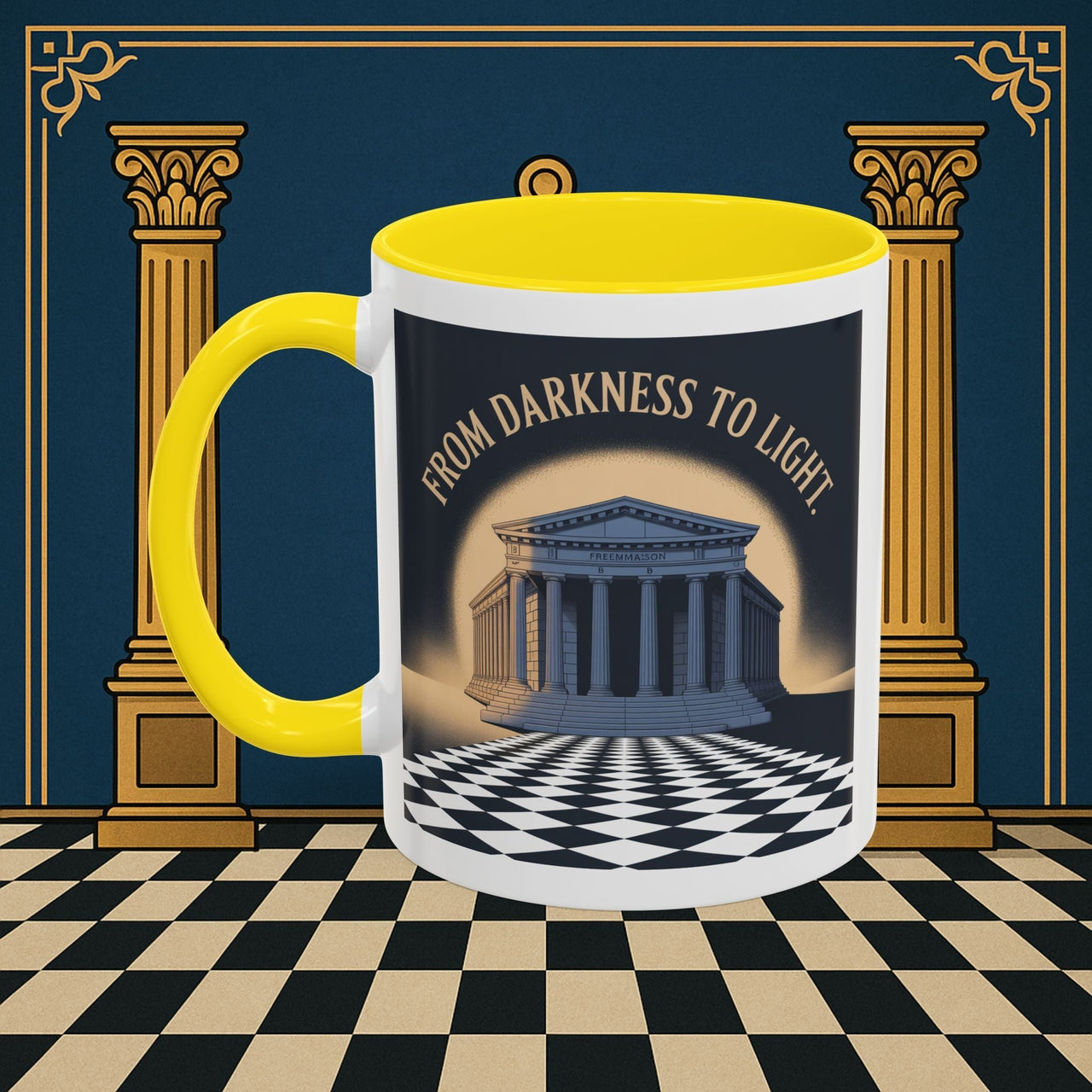 Premium Ready to Go Freemason Design | Entered Apprentice From Darkness to Light - Masonic Mugs