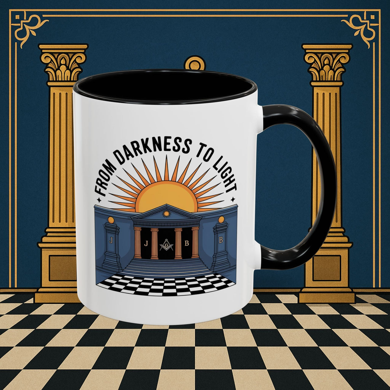 Premium Ready to Go Freemason Design | Entered Apprentice From Darkness to Light - Masonic Mugs