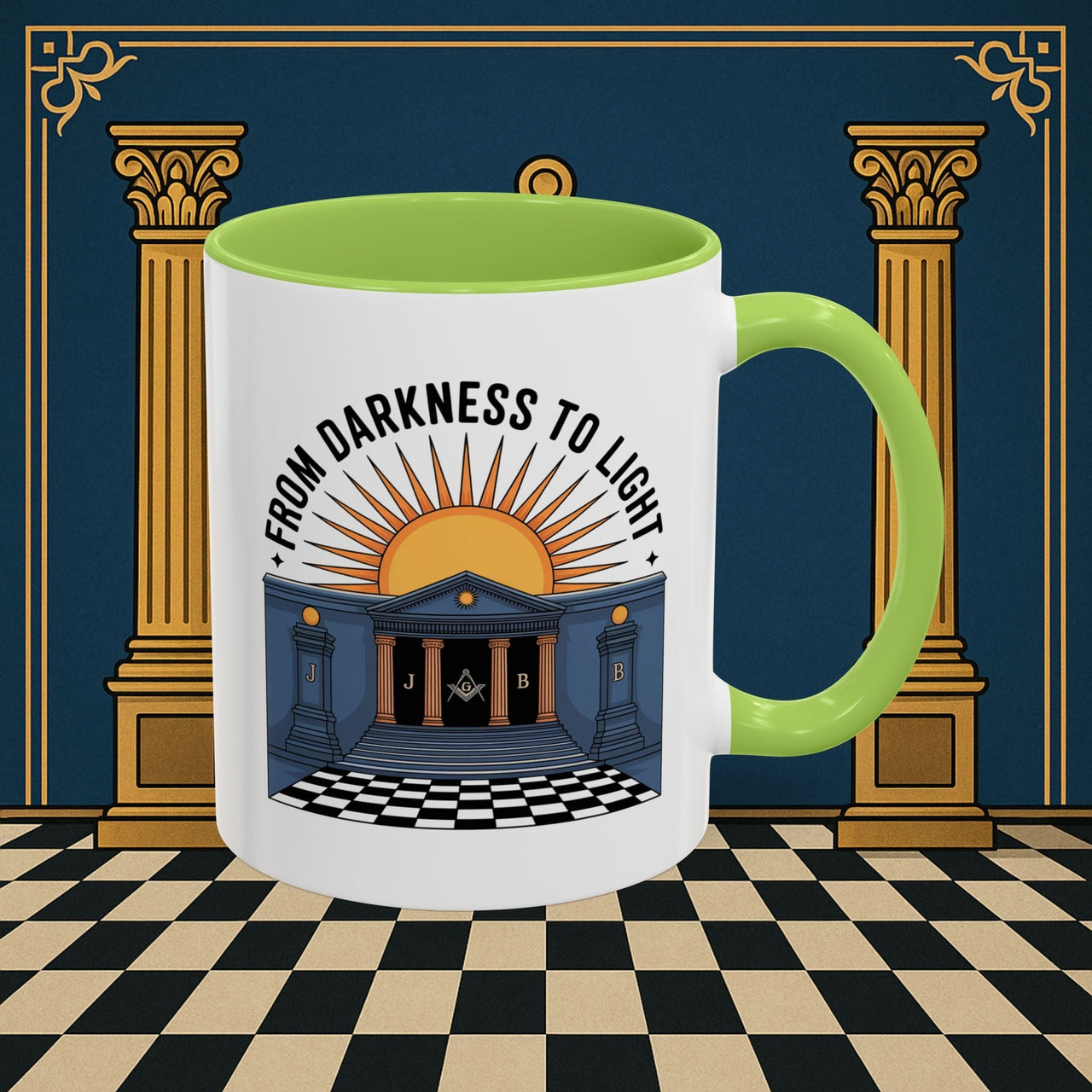 Premium Ready to Go Freemason Design | Entered Apprentice From Darkness to Light - Masonic Mugs