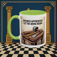 Premium Ready to Go Freemason Design | Entered Apprentice Let the work begin - Masonic Mugs