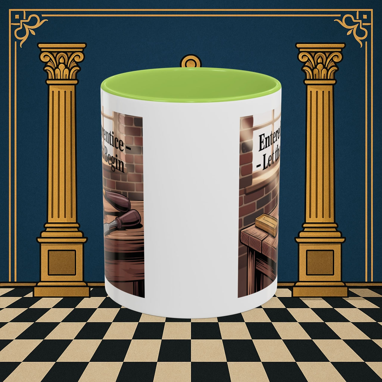 Premium Ready to Go Freemason Design | Entered Apprentice Let the work Begin - Masonic Mugs
