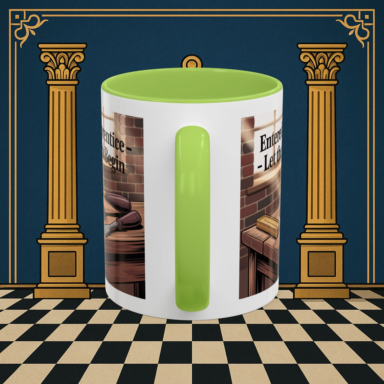 Premium Ready to Go Freemason Design | Entered Apprentice Let the work Begin - Masonic Mugs
