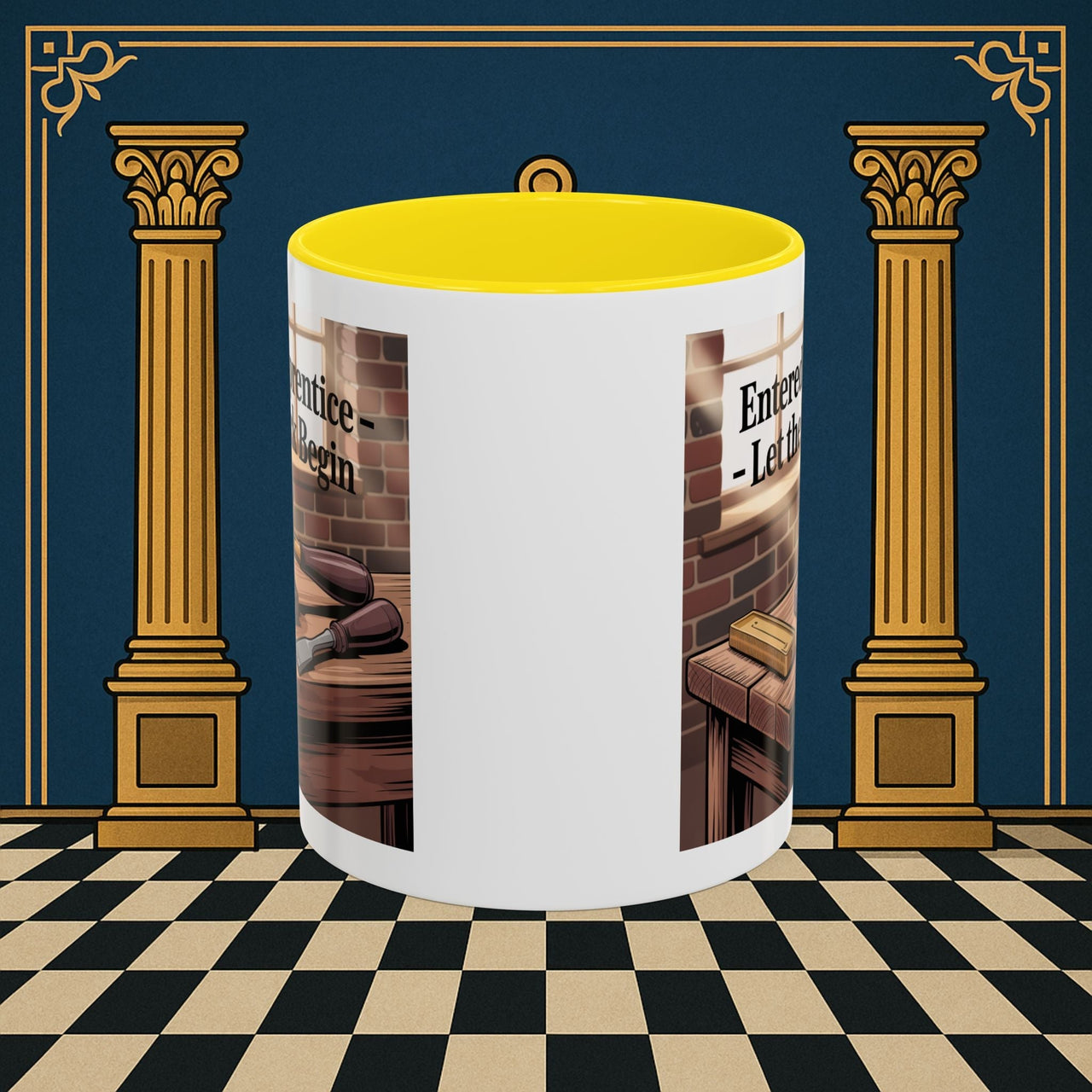 Premium Ready to Go Freemason Design | Entered Apprentice Let the work Begin - Masonic Mugs
