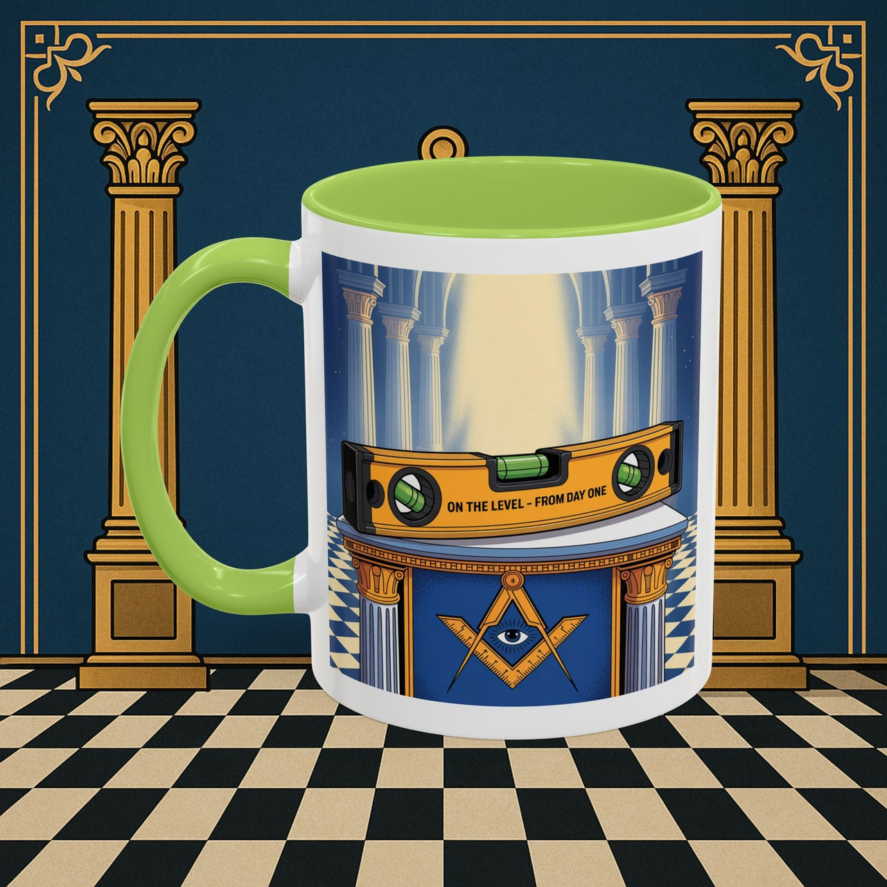 Premium Ready to Go Freemason Design | Entered Apprentice One the level from Day One - Masonic Mugs