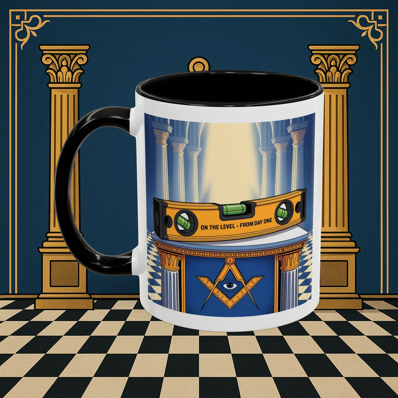 Premium Ready to Go Freemason Design | Entered Apprentice One the level from Day One - Masonic Mugs