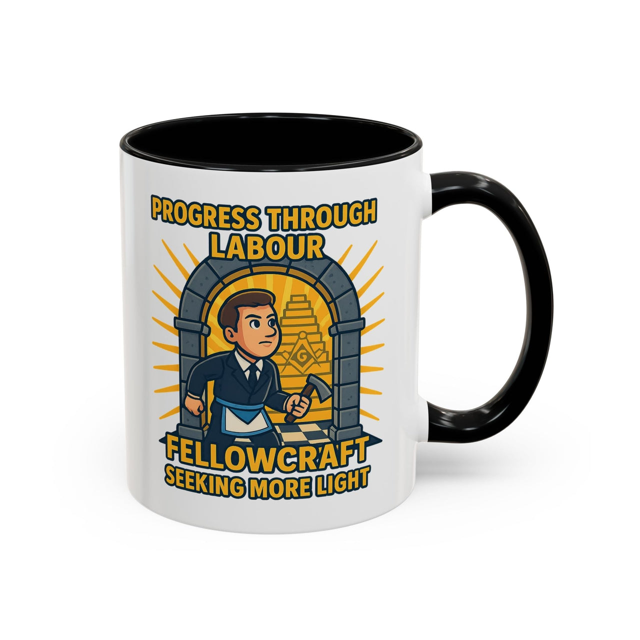 Premium Ready to Go Freemason Design | Fellowcraft | Progress through Labour - Masonic Mugs