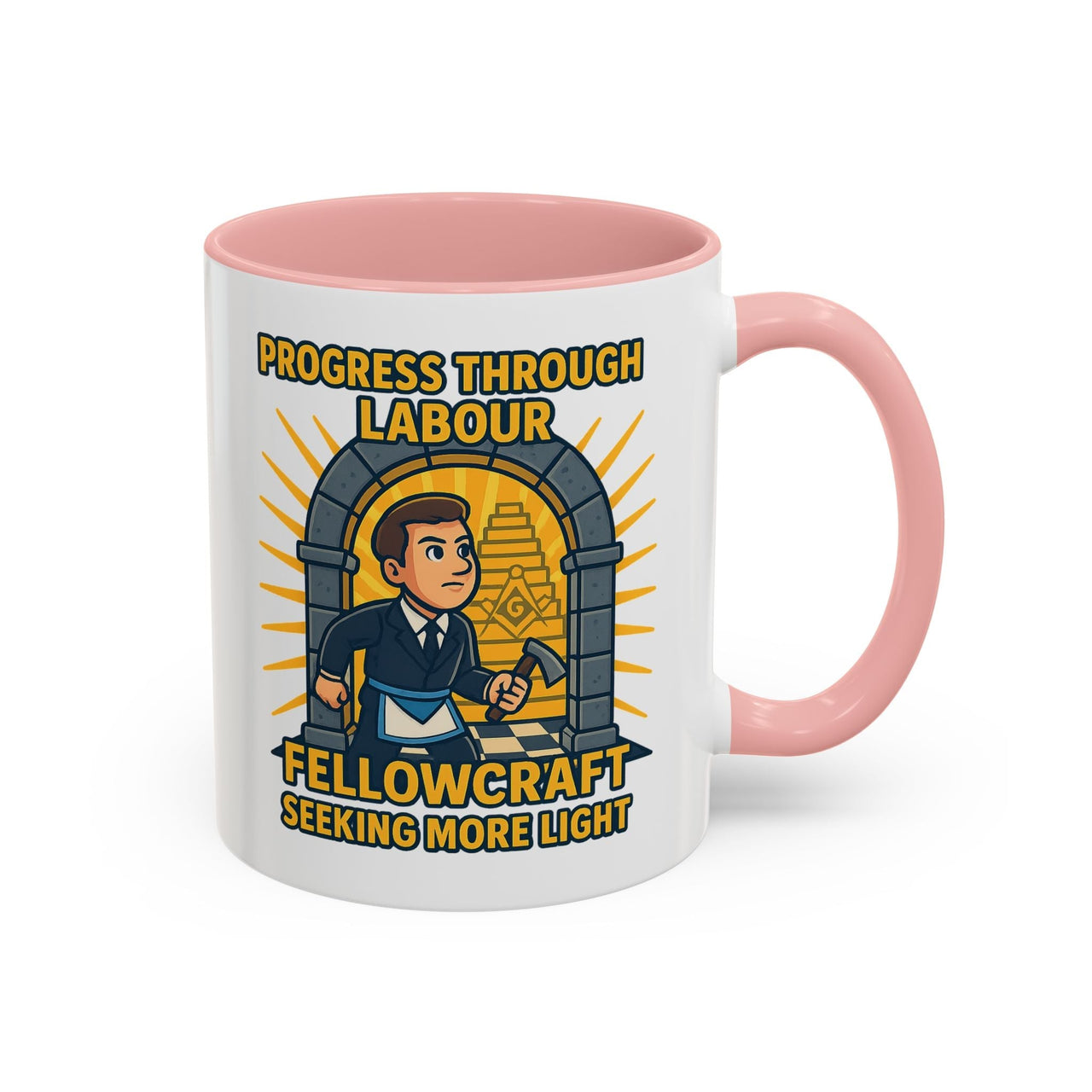 Premium Ready to Go Freemason Design | Fellowcraft | Progress through Labour - Masonic Mugs