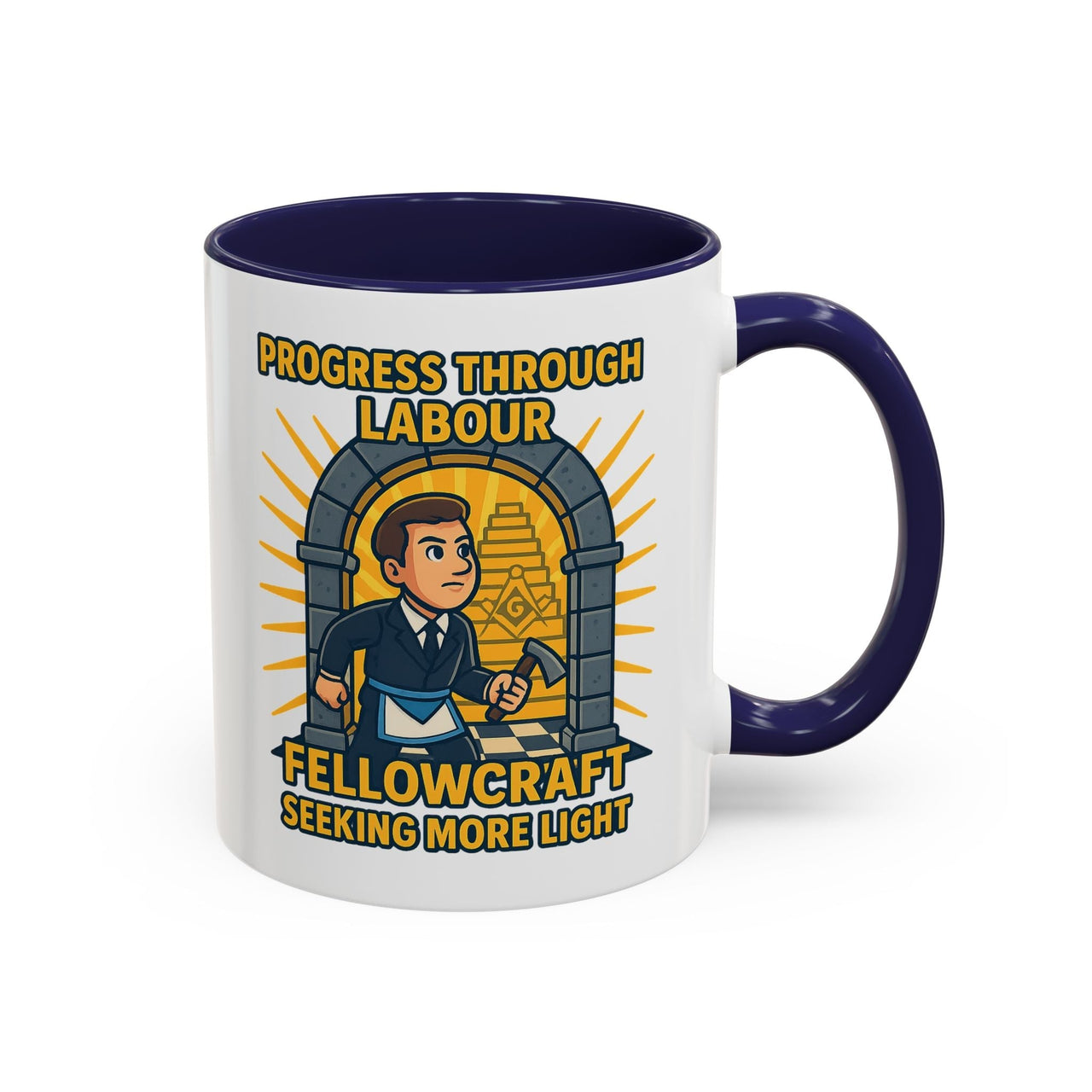 Premium Ready to Go Freemason Design | Fellowcraft | Progress through Labour - Masonic Mugs
