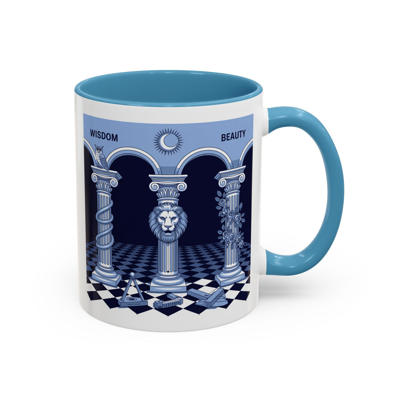 Premium Ready to Go Freemason Design | Fellowcraft | Wisdom and Beauty - Masonic Mugs