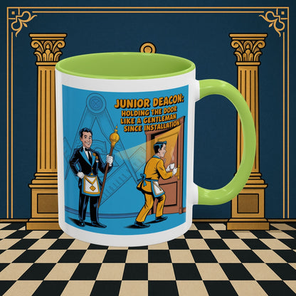 Premium Ready to Go Freemason Design | Masonic Manners: Vintage Cartoon Guide to Junior Deacon Etiquette, Junior Deacon - Masonic Mugs