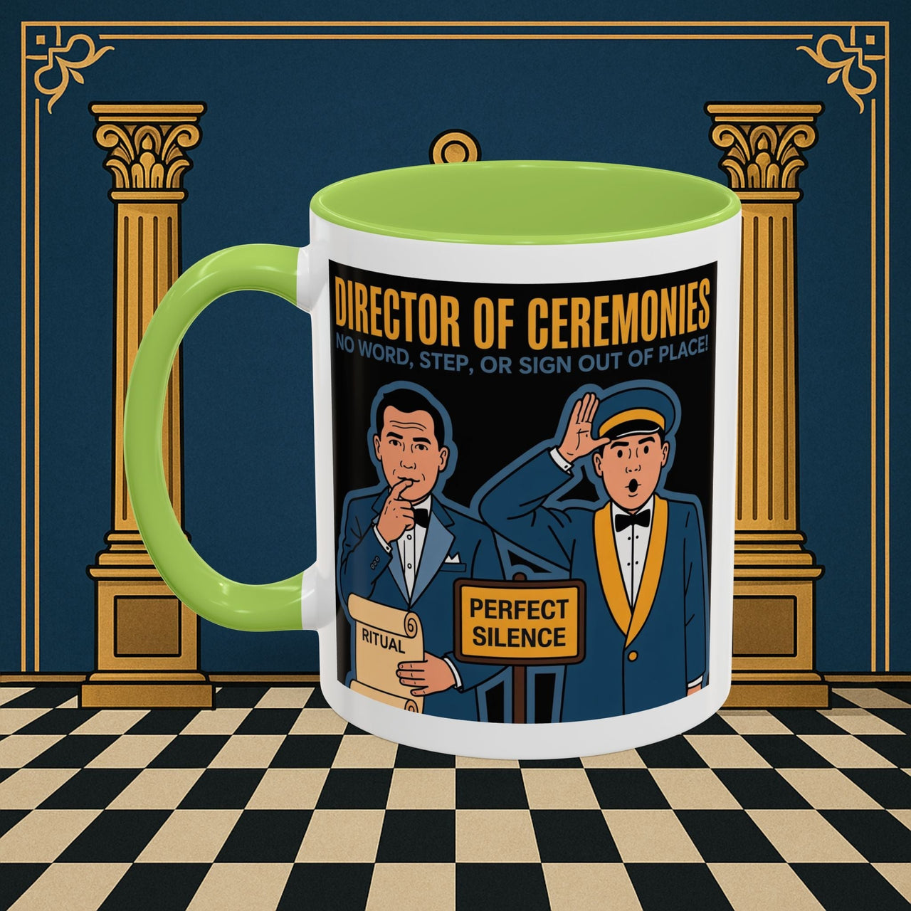 Premium Ready to Go Freemason Design Ready to Go | Accent Coloured 11oz Mug | Ceremonial Protocol | Director of Ceremonies - Masonic Mugs