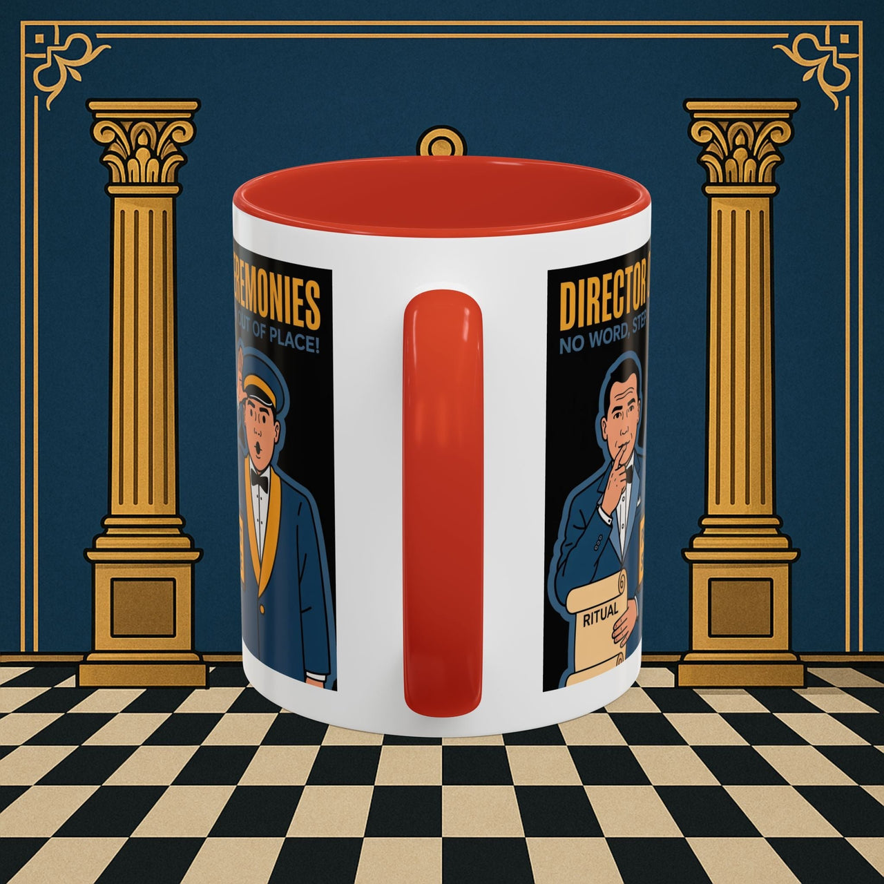 Premium Ready to Go Freemason Design Ready to Go | Accent Coloured 11oz Mug | Ceremonial Protocol | Director of Ceremonies - Masonic Mugs