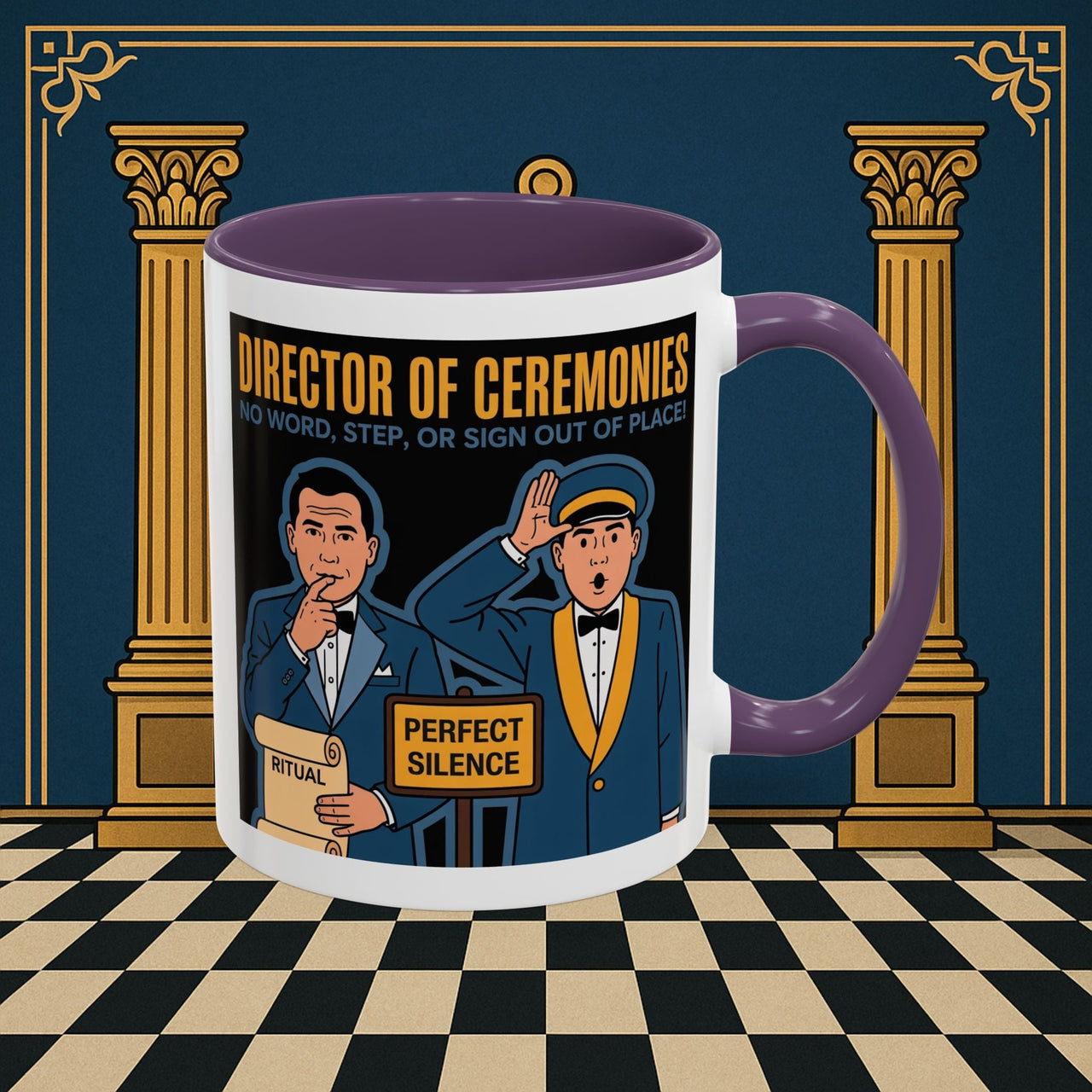 Premium Ready to Go Freemason Design Ready to Go | Accent Coloured 11oz Mug | Ceremonial Protocol | Director of Ceremonies - Masonic Mugs