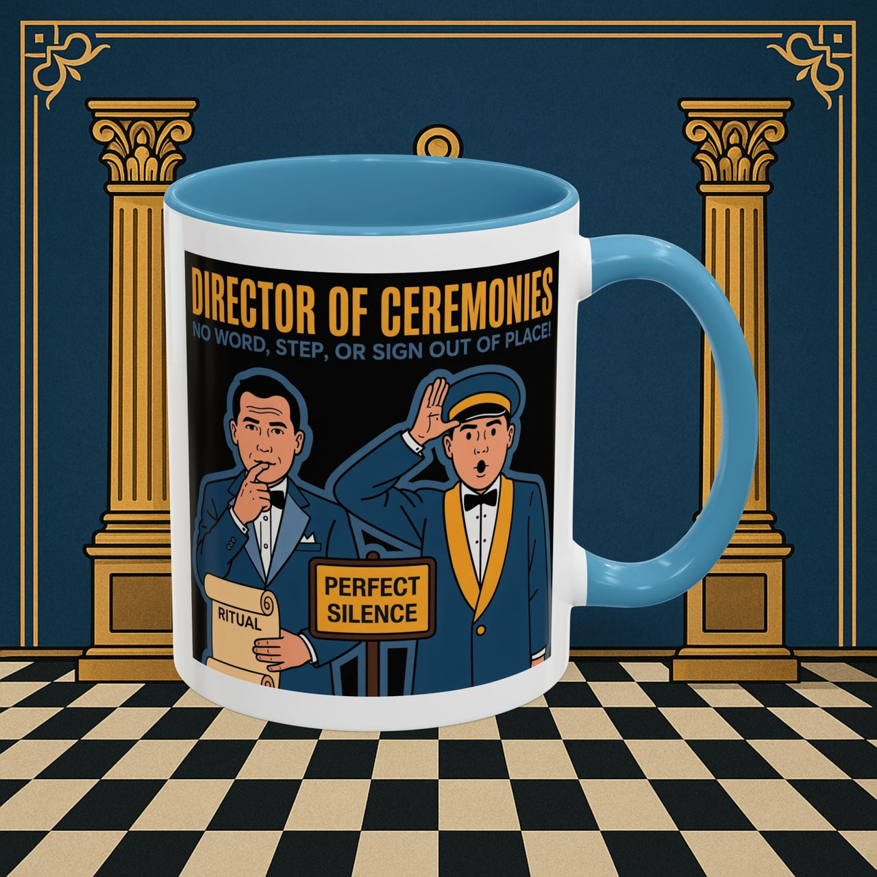 Premium Ready to Go Freemason Design Ready to Go | Accent Coloured 11oz Mug | Ceremonial Protocol | Director of Ceremonies - Masonic Mugs