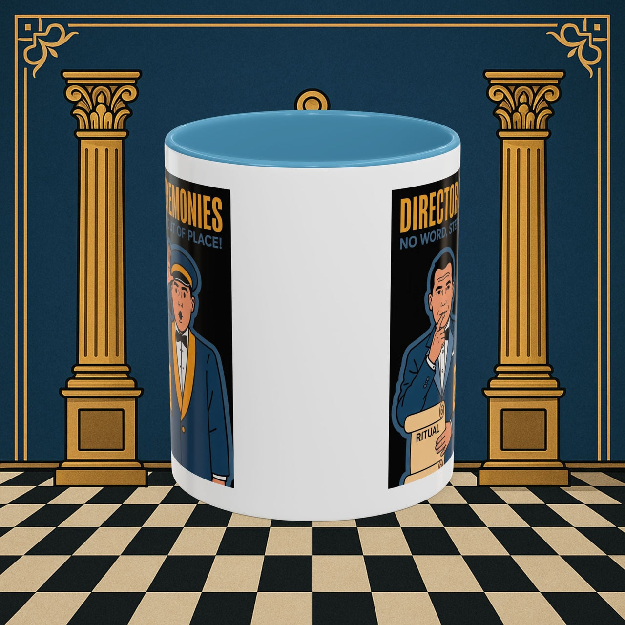 Premium Ready to Go Freemason Design Ready to Go | Accent Coloured 11oz Mug | Ceremonial Protocol | Director of Ceremonies - Masonic Mugs