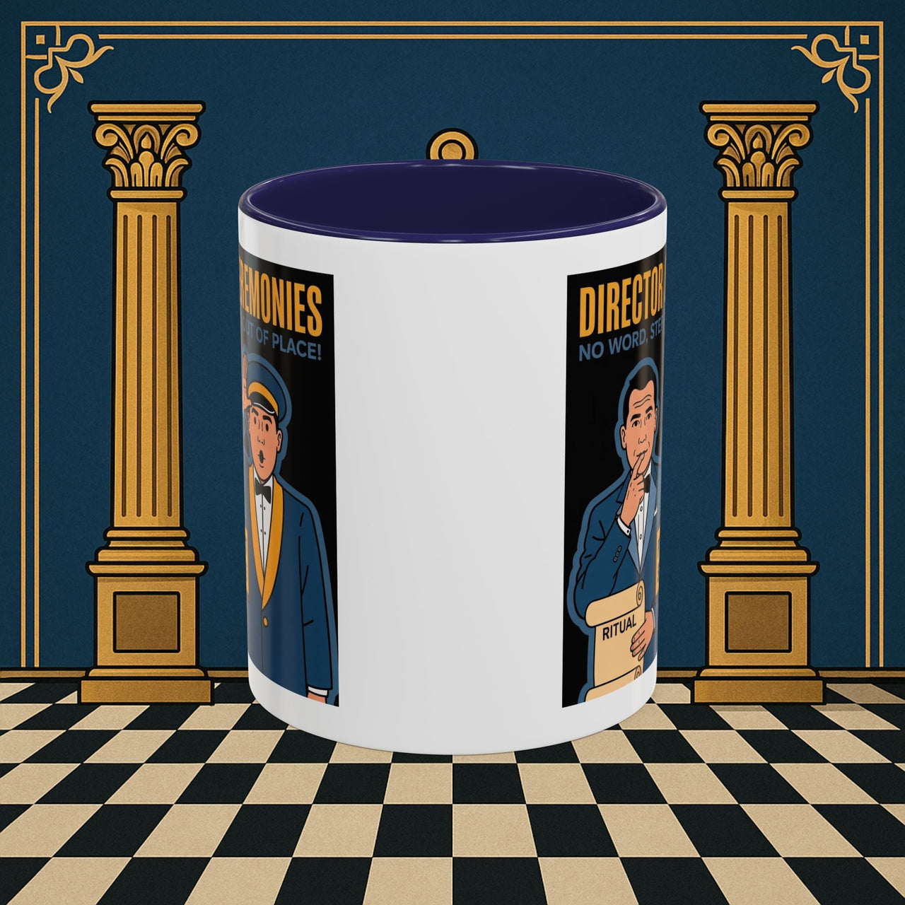 Premium Ready to Go Freemason Design Ready to Go | Accent Coloured 11oz Mug | Ceremonial Protocol | Director of Ceremonies - Masonic Mugs
