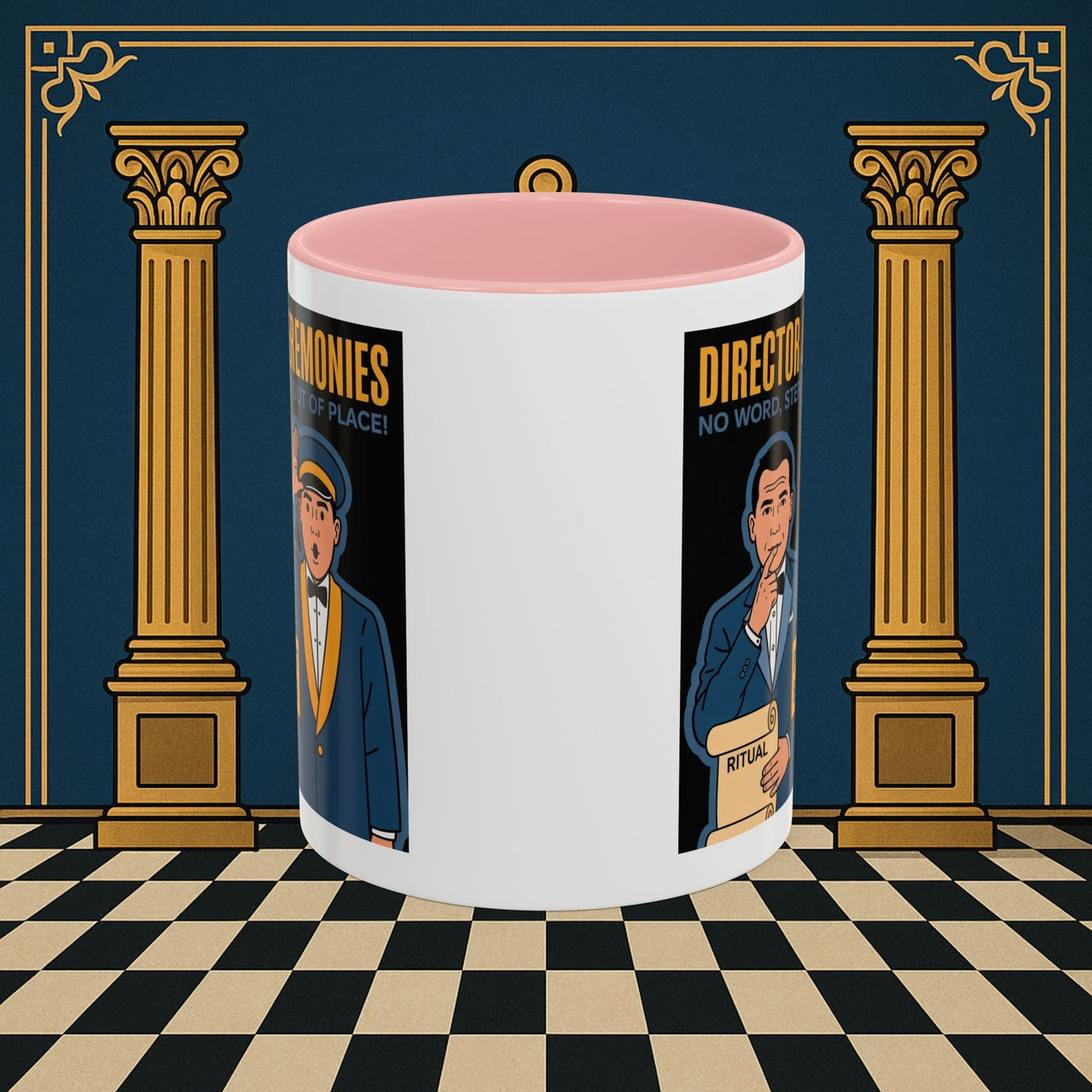Premium Ready to Go Freemason Design Ready to Go | Accent Coloured 11oz Mug | Ceremonial Protocol | Director of Ceremonies - Masonic Mugs