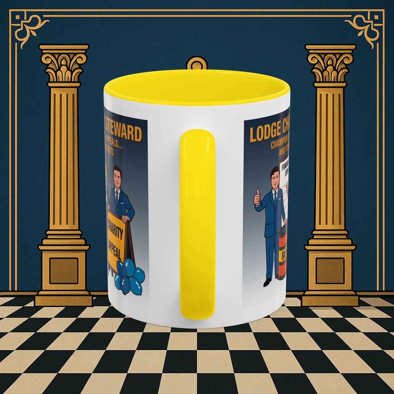 Premium Ready to Go Freemason Design Ready to Go | Accent Coloured 11oz Mug | Charity Champions | Charity Steward - Masonic Mugs