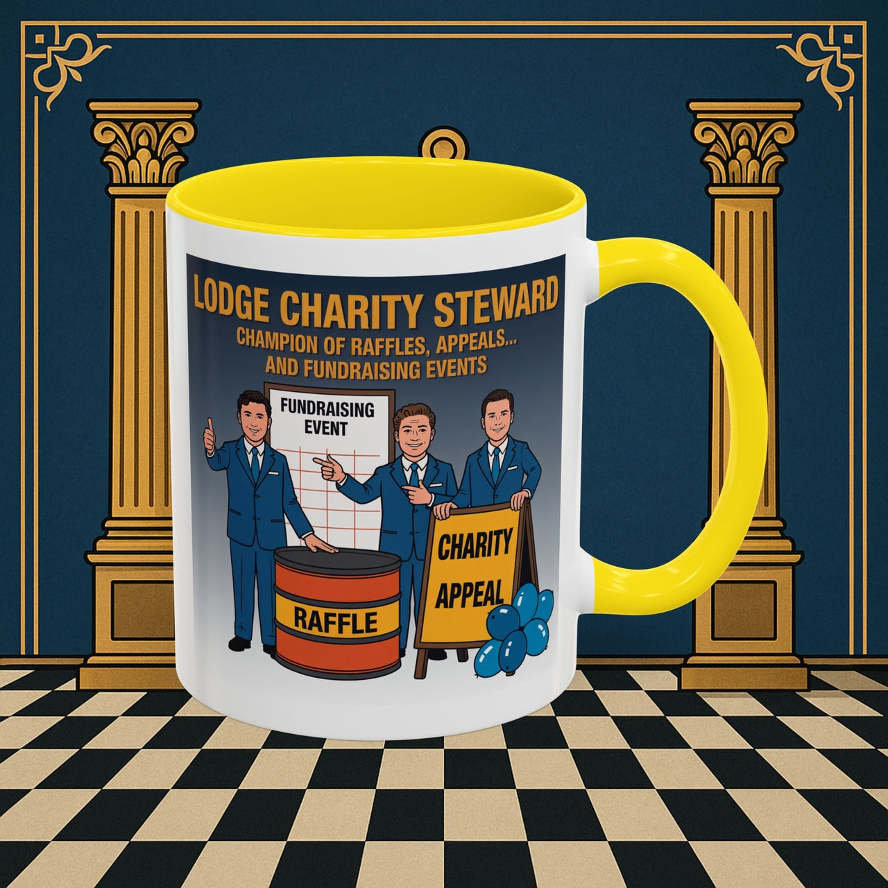 Premium Ready to Go Freemason Design Ready to Go | Accent Coloured 11oz Mug | Charity Champions | Charity Steward - Masonic Mugs