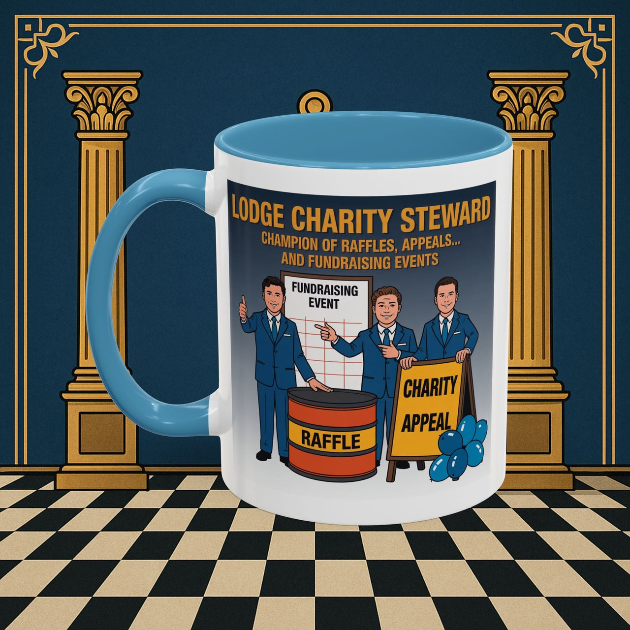 Premium Ready to Go Freemason Design Ready to Go | Accent Coloured 11oz Mug | Charity Champions | Charity Steward - Masonic Mugs
