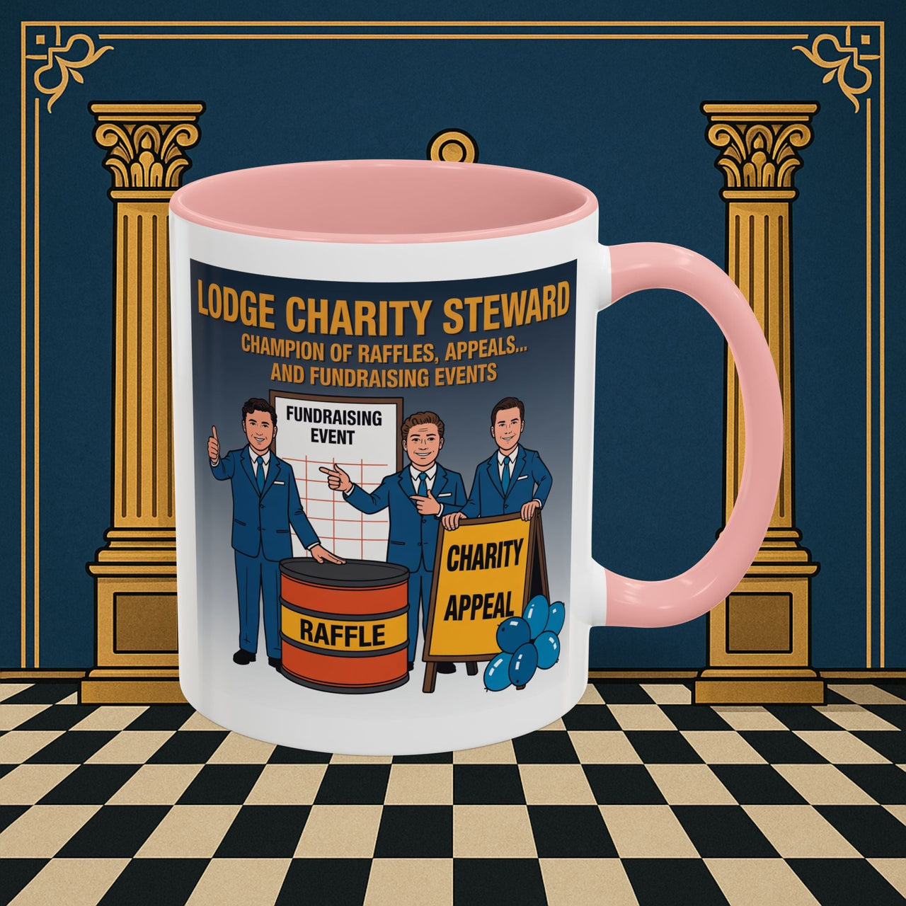 Premium Ready to Go Freemason Design Ready to Go | Accent Coloured 11oz Mug | Charity Champions | Charity Steward - Masonic Mugs