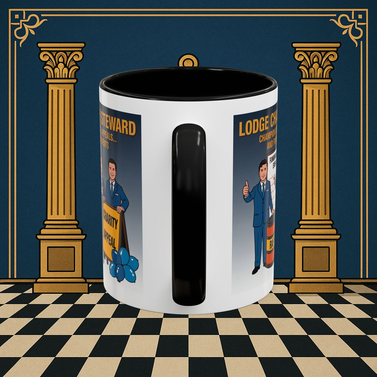 Premium Ready to Go Freemason Design Ready to Go | Accent Coloured 11oz Mug | Charity Champions | Charity Steward - Masonic Mugs