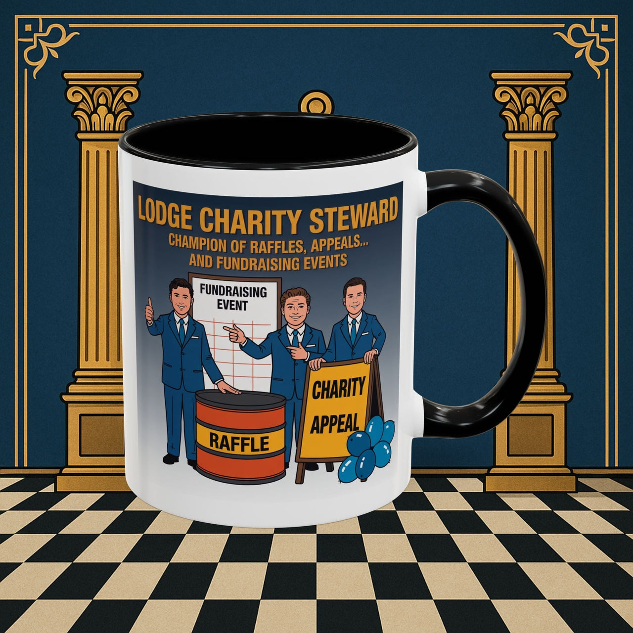 Premium Ready to Go Freemason Design Ready to Go | Accent Coloured 11oz Mug | Charity Champions | Charity Steward - Masonic Mugs