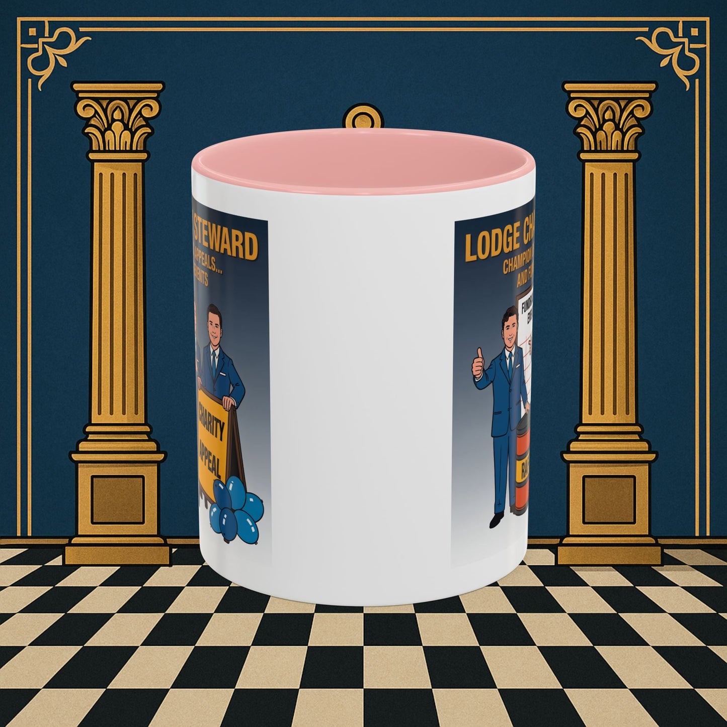 Premium Ready to Go Freemason Design Ready to Go | Accent Coloured 11oz Mug | Charity Champions | Charity Steward - Masonic Mugs