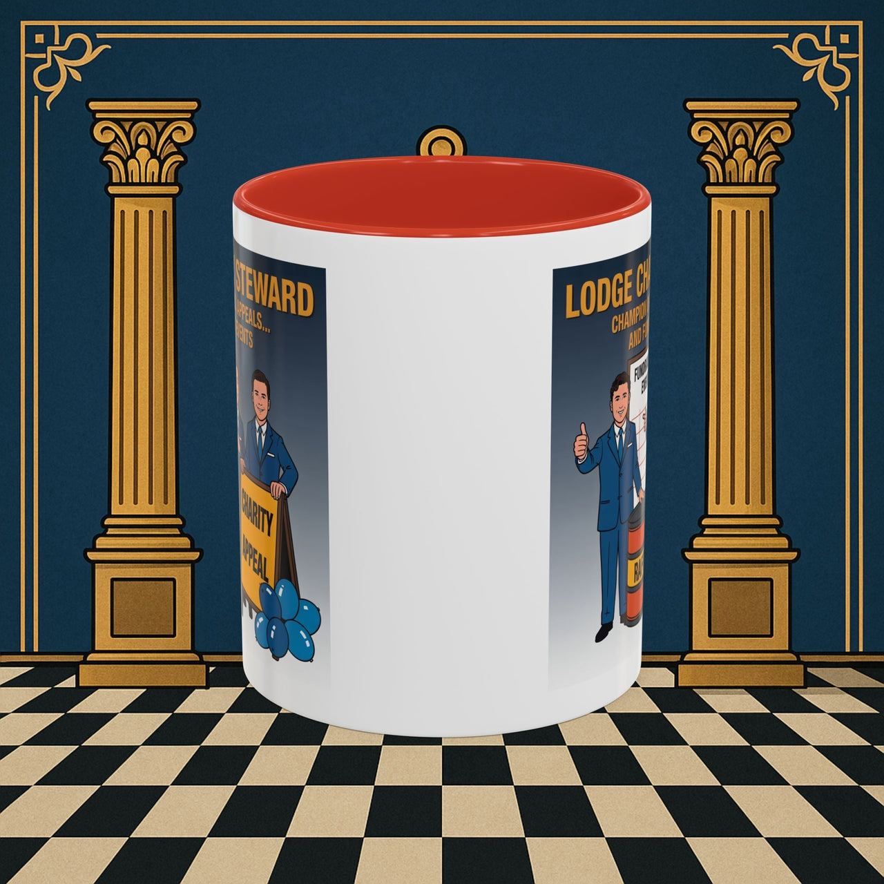 Premium Ready to Go Freemason Design Ready to Go | Accent Coloured 11oz Mug | Charity Champions | Charity Steward - Masonic Mugs