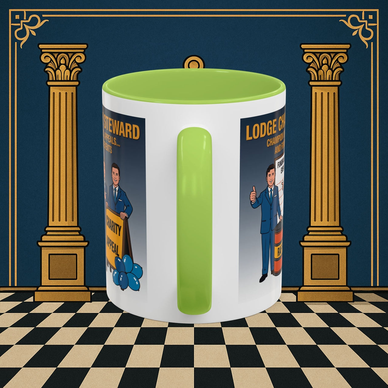 Premium Ready to Go Freemason Design Ready to Go | Accent Coloured 11oz Mug | Charity Champions | Charity Steward - Masonic Mugs