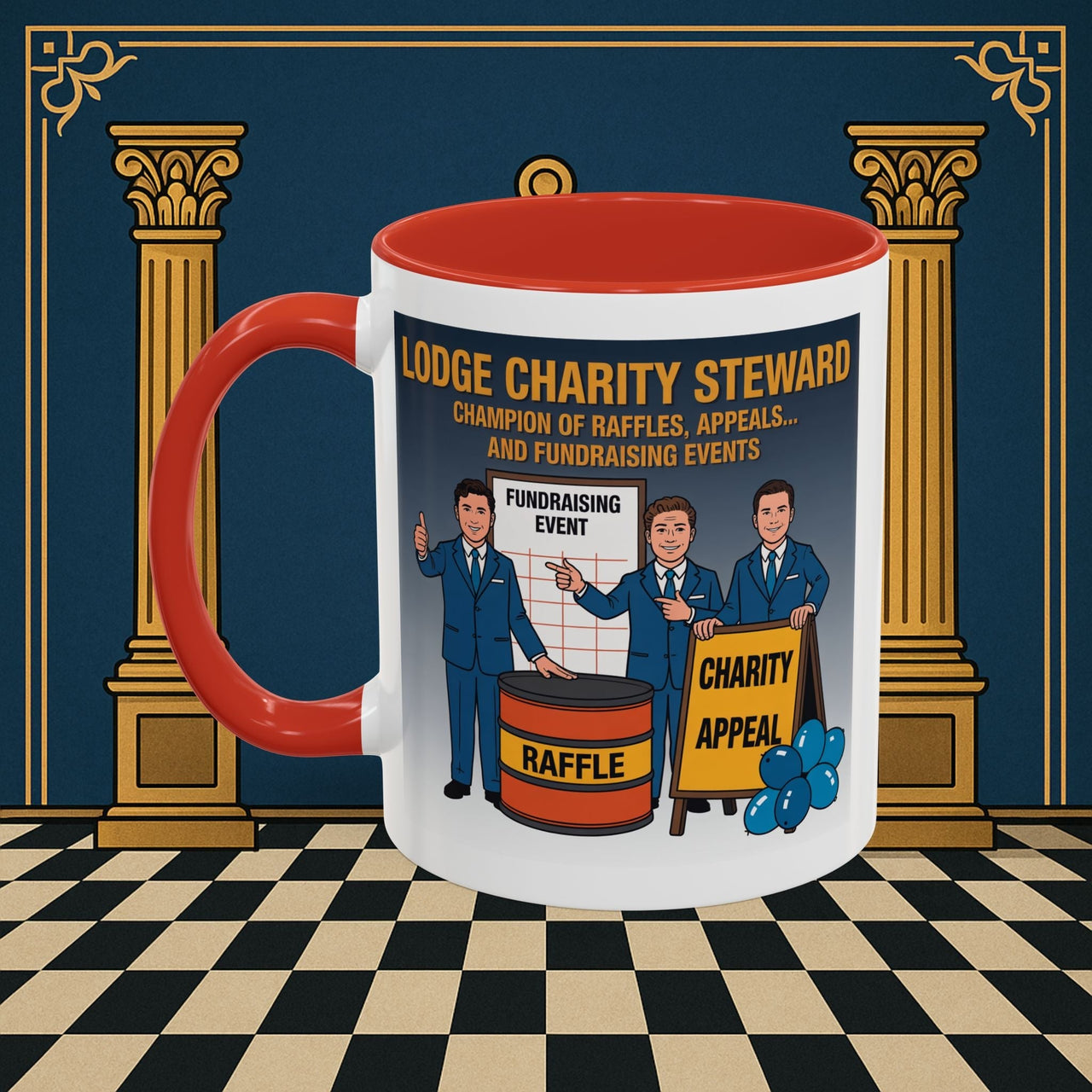 Premium Ready to Go Freemason Design Ready to Go | Accent Coloured 11oz Mug | Charity Champions | Charity Steward - Masonic Mugs
