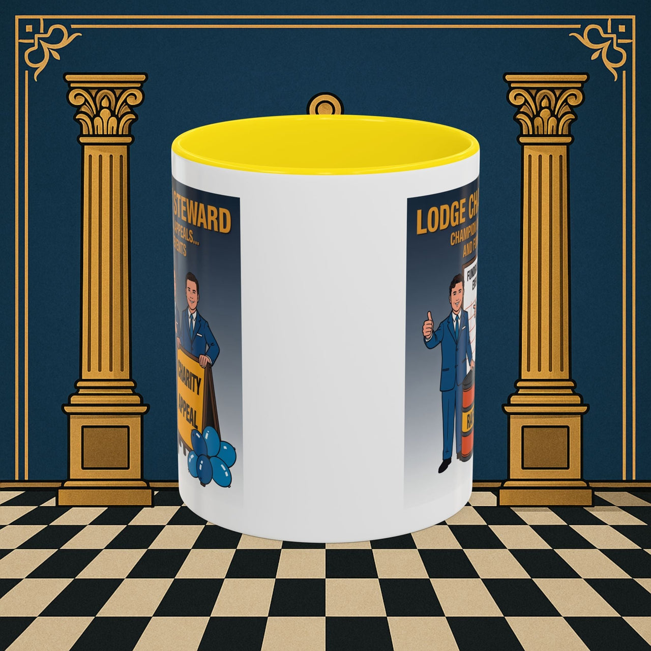Premium Ready to Go Freemason Design Ready to Go | Accent Coloured 11oz Mug | Charity Champions | Charity Steward - Masonic Mugs