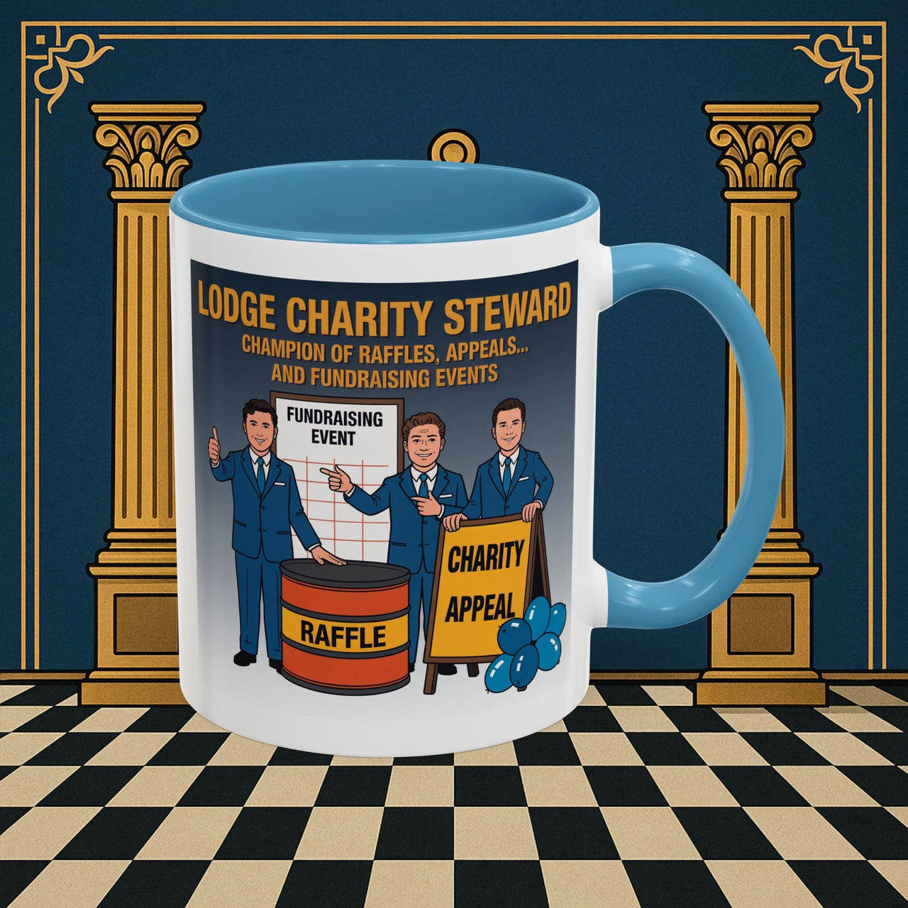Premium Ready to Go Freemason Design Ready to Go | Accent Coloured 11oz Mug | Charity Champions | Charity Steward - Masonic Mugs