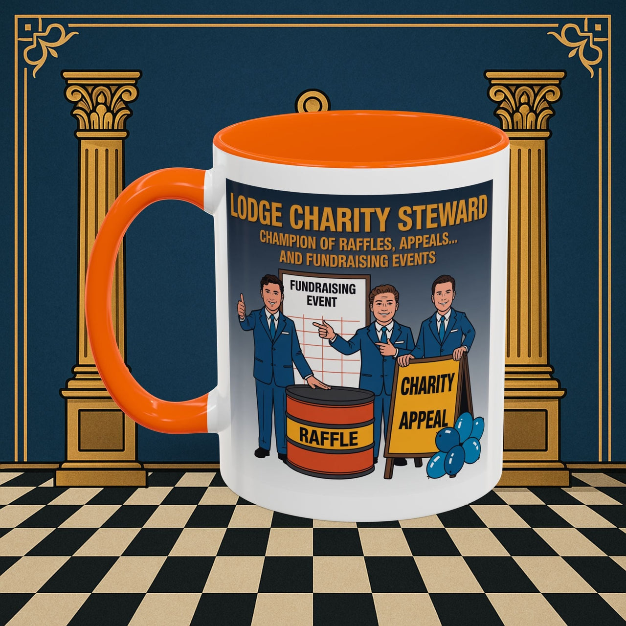 Premium Ready to Go Freemason Design Ready to Go | Accent Coloured 11oz Mug | Charity Champions | Charity Steward - Masonic Mugs