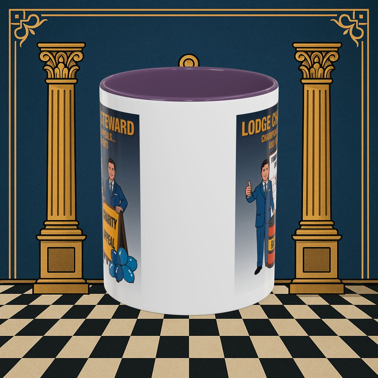 Premium Ready to Go Freemason Design Ready to Go | Accent Coloured 11oz Mug | Charity Champions | Charity Steward - Masonic Mugs