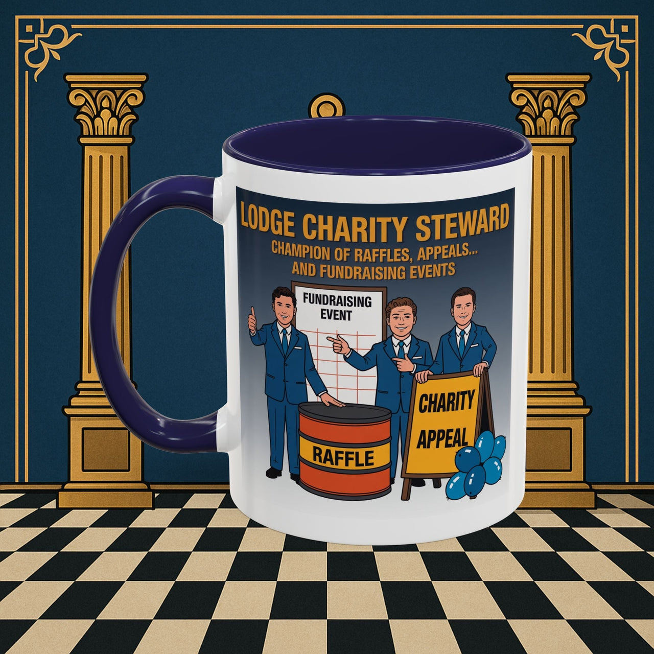 Premium Ready to Go Freemason Design Ready to Go | Accent Coloured 11oz Mug | Charity Champions | Charity Steward - Masonic Mugs